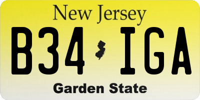 NJ license plate B34IGA