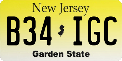 NJ license plate B34IGC