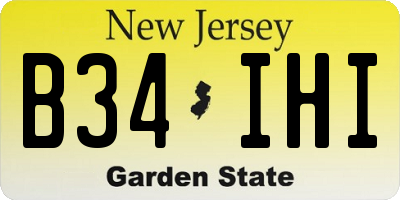 NJ license plate B34IHI