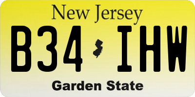 NJ license plate B34IHW