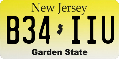 NJ license plate B34IIU
