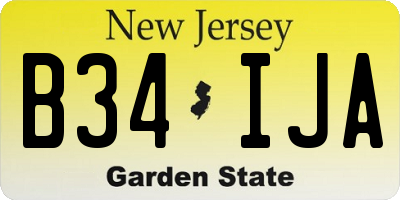 NJ license plate B34IJA