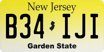 NJ license plate B34IJI