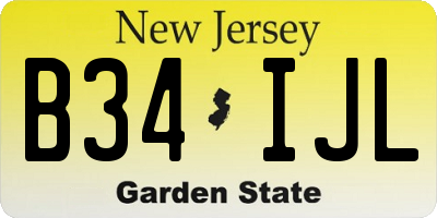 NJ license plate B34IJL