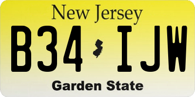 NJ license plate B34IJW