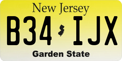 NJ license plate B34IJX
