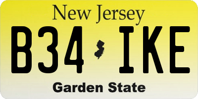 NJ license plate B34IKE