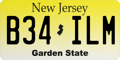 NJ license plate B34ILM