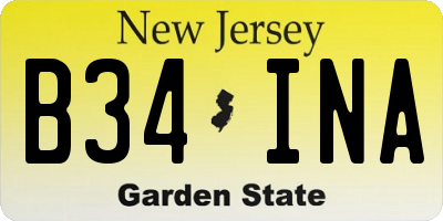 NJ license plate B34INA