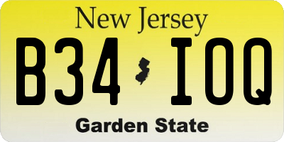 NJ license plate B34IOQ