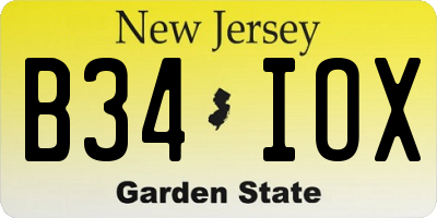 NJ license plate B34IOX