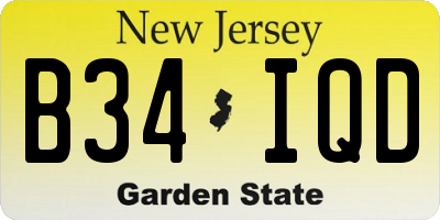 NJ license plate B34IQD