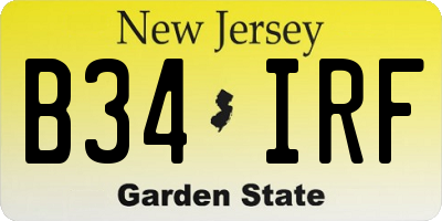 NJ license plate B34IRF