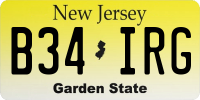 NJ license plate B34IRG