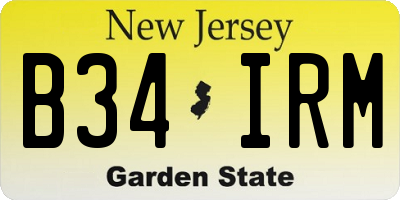 NJ license plate B34IRM