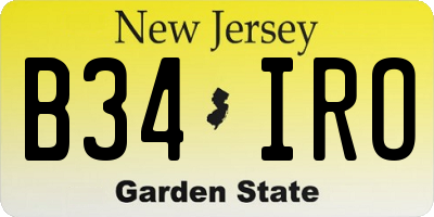NJ license plate B34IRO