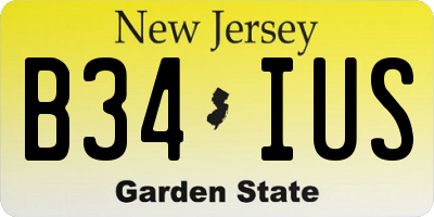 NJ license plate B34IUS