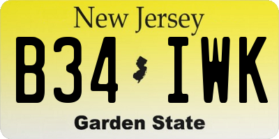 NJ license plate B34IWK