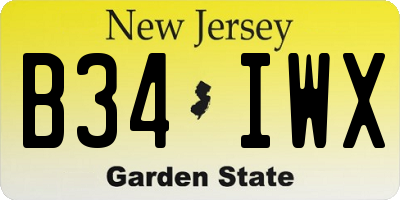 NJ license plate B34IWX