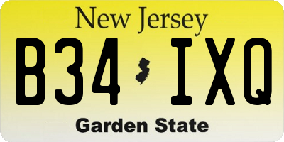 NJ license plate B34IXQ