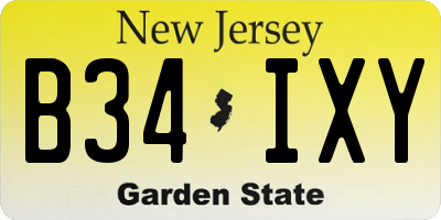 NJ license plate B34IXY