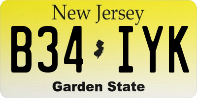 NJ license plate B34IYK