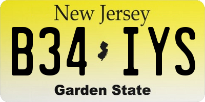 NJ license plate B34IYS