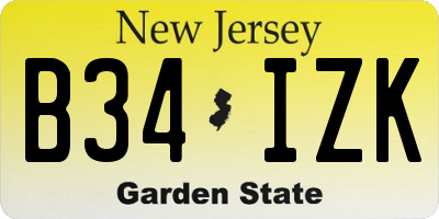 NJ license plate B34IZK