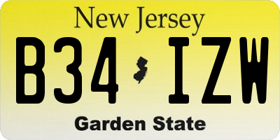 NJ license plate B34IZW