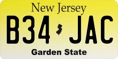 NJ license plate B34JAC
