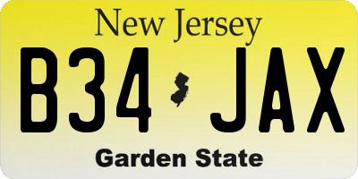 NJ license plate B34JAX