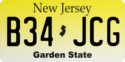 NJ license plate B34JCG