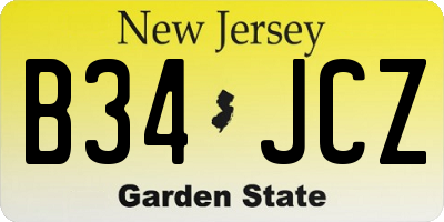 NJ license plate B34JCZ