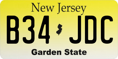 NJ license plate B34JDC