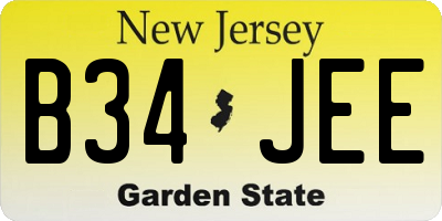 NJ license plate B34JEE