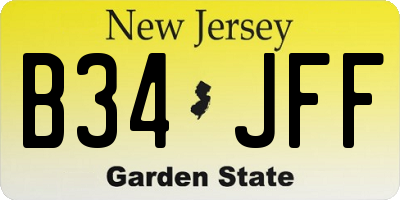 NJ license plate B34JFF