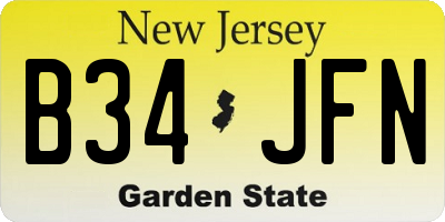 NJ license plate B34JFN