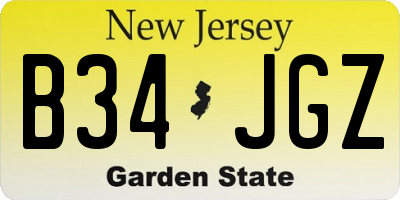 NJ license plate B34JGZ