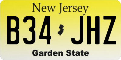 NJ license plate B34JHZ
