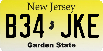 NJ license plate B34JKE