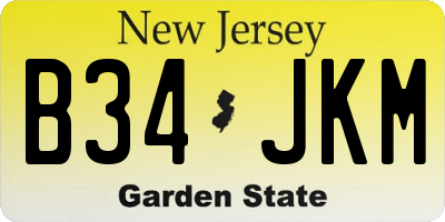 NJ license plate B34JKM