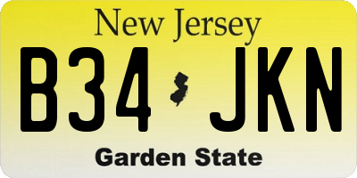 NJ license plate B34JKN