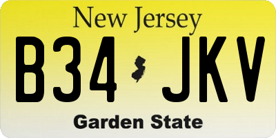 NJ license plate B34JKV