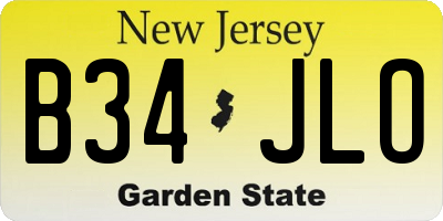 NJ license plate B34JLO