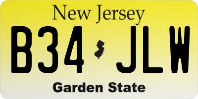 NJ license plate B34JLW
