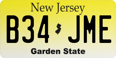 NJ license plate B34JME