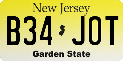 NJ license plate B34JOT