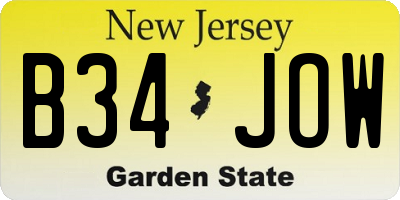 NJ license plate B34JOW