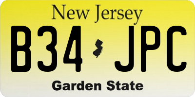 NJ license plate B34JPC