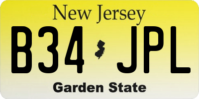 NJ license plate B34JPL